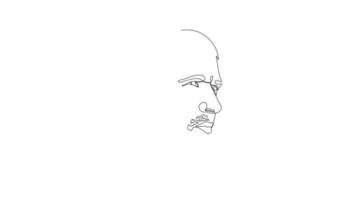 Animation eines Männerkopfes mit Bart, einzeilige Kunst video
