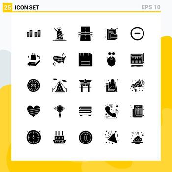 Pictogram Set of 25 Simple Solid Glyphs of folder document bridge clipboard highway Editable Vector Design Elements