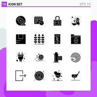 Pictogram Set of 16 Simple Solid Glyphs of transportation good lock box irish Editable Vector Design Elements