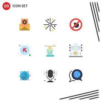 Stock Vector Icon Pack of 9 Line Signs and Symbols for meditation balance fire left up arrows Editable Vector Design Elements