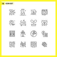 16 Universal Outline Signs Symbols of breast cancer paper design test exam Editable Vector Design Elements