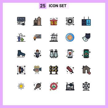 Mobile Interface Filled line Flat Color Set of 25 Pictograms of time scrum monastery development love Editable Vector Design Elements