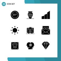 User Interface Pack of 9 Basic Solid Glyphs of bag symbols architecture symbolism commitment Editable Vector Design Elements