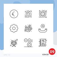 Modern Set of 9 Outlines Pictograph of map process regular creative pot Editable Vector Design Elements