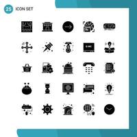 User Interface Pack of 25 Basic Solid Glyphs of gaming device transfer console folder Editable Vector Design Elements