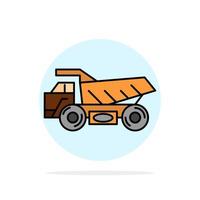 Truck Trailer Transport Construction Abstract Circle Background Flat color Icon vector