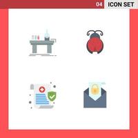 4 Thematic Vector Flat Icons and Editable Symbols of biology medical laboratory insect privacy Editable Vector Design Elements