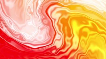 Animación de color degradado abstracto 3d ondulado y pared lisa giratoria. concepto patrón líquido multicolor. macro de superficie de reflexión ondulada roja y amarilla. flujo de abstracción de fluido colorido de moda. video