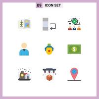 9 Universal Flat Color Signs Symbols of payment currency time circus joker Editable Vector Design Elements