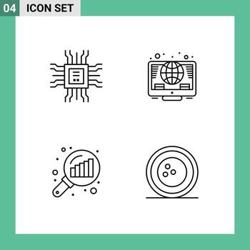 conjunto de 4 iconos modernos de la interfaz de usuario signos de símbolos para la tecnología de análisis de gráficos de libros estadísticas de búsqueda de inversiones elementos de diseño vectorial editables vector