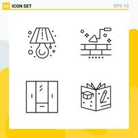 Collection of 4 Universal Line Icons. Icon Set for Web and Mobile. vector