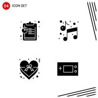 Collection of 4 Vector Icons in solid style. Pixle Perfect Glyph Symbols for Web and Mobile. Solid Icon Signs on White Background. 4 Icons.