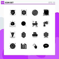 Set of 16 Modern UI Icons Symbols Signs for information finance winter economy pie Editable Vector Design Elements