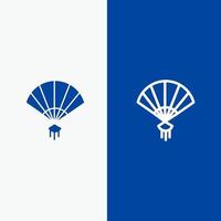 Fan Hand China Chinese Line and Glyph Solid icon Blue banner vector