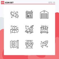 Set of 9 Modern UI Icons Symbols Signs for finance play delivery game shipping Editable Vector Design Elements