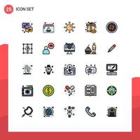 paquete de iconos vectoriales de stock de 25 signos y símbolos de línea para caja de regalo de luz de globo de Internet elementos de diseño vectorial editables cibernéticos vector