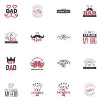 16 Black and Pink Happy Fathers Day Design Collection A set of twelve brown colored vintage style Fathers Day Designs on light background Editable Vector Design Elements