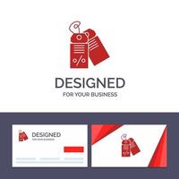 Ilustración de vector de venta de descuento de negocio de etiqueta de plantilla de logotipo y tarjeta de visita creativa