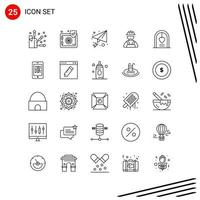 colección de 25 iconos vectoriales en estilo de línea. símbolos de contorno perfectos de píxeles para web y móvil. signos de icono de línea sobre fondo blanco. 25 iconos. vector