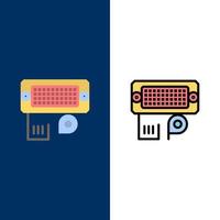 Adapter Connection Data Input  Icons Flat and Line Filled Icon Set Vector Blue Background