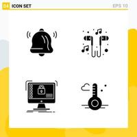 Collection of 4 Universal Solid Icons. Icon Set for Web and Mobile. vector
