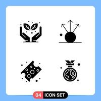 4 Solid Black Icon Pack Glyph Symbols for Mobile Apps isolated on white background. 4 Icons Set. vector