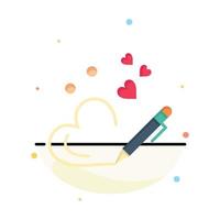 Pen Love Heart Wedding Abstract Flat Color Icon Template vector