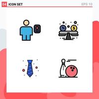 Modern Set of 4 Filledline Flat Colors and symbols such as avatar office human budget planning fashion Editable Vector Design Elements