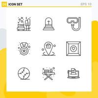 User Interface Pack of 9 Basic Outlines of business star easter reward underwater Editable Vector Design Elements