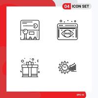 Set of 4 Commercial Filledline Flat Colors pack for joystick heart game data visualization chart Editable Vector Design Elements