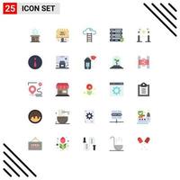 Group of 25 Flat Colors Signs and Symbols for picket fence cloud barrier rope security Editable Vector Design Elements