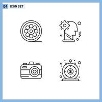 4 Thematic Vector Filledline Flat Colors and Editable Symbols of design camera web man summer Editable Vector Design Elements