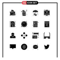 Pictogram Set of 16 Simple Solid Glyphs of box seo finance premium jewel Editable Vector Design Elements