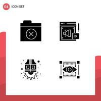 User Interface Pack of 4 Basic Solid Glyphs of delete labour web megaphone visual Editable Vector Design Elements