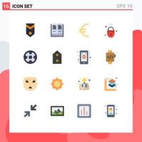 Mobile Interface Flat Color Set of 16 Pictograms of award wifi currency secure iot Editable Pack of Creative Vector Design Elements