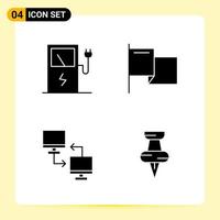 4 Creative Icons for Modern website design and responsive mobile apps. 4 Glyph Symbols Signs on White Background. 4 Icon Pack. vector