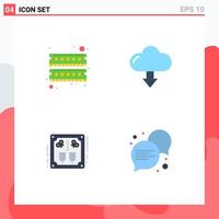 Set of 4 Vector Flat Icons on Grid for computer alcoholic ram down cheers Editable Vector Design Elements