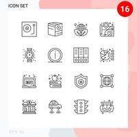 16 iconos creativos signos y símbolos modernos de seguridad de calibre sin entorno de ubicación elementos de diseño vectorial editables vector