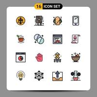 16 Creative Icons Modern Signs and Symbols of tea android party mobile phone Editable Creative Vector Design Elements