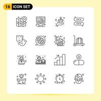 Outline Pack of 16 Universal Symbols of acting message care chat oil Editable Vector Design Elements