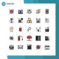 Modern Set of 25 Filled line Flat Colors and symbols such as hand dollar laptop world planet Editable Vector Design Elements