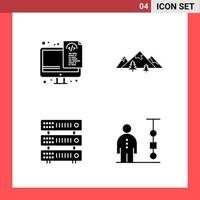 4 Icon Pack Solid Style Glyph Symbols on White Background. Simple Signs for general designing. vector