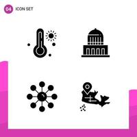 Glyph Icon set. Pack of 4 Solid Icons isolated on White Background for responsive Website Design Print and Mobile Applications. vector