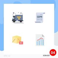 Flat Icon Pack of 4 Universal Symbols of gas play consent general data protection document Editable Vector Design Elements