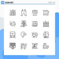 conjunto de 16 iconos de ui modernos símbolos signos para pantalones de correo electrónico ropa medieval elementos de diseño vectorial editables vector