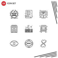 User Interface Pack of 9 Basic Outlines of computer baking oven file baking plant Editable Vector Design Elements