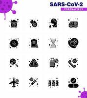 Coronavirus awareness icons 16 Solid Glyph Black icon Corona Virus Flu Related such as hospital ambulance fever people healthcare viral coronavirus 2019nov disease Vector Design Elements