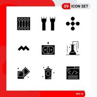 Pictogram Set of 9 Simple Solid Glyphs of back crypto currency fortress mysterium network Editable Vector Design Elements