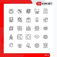 paquete de iconos de vector de stock de 25 signos de línea y símbolos para el acuerdo pastos de escuela secundaria verde que establecen elementos de diseño de vector editables