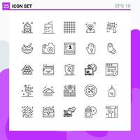 Line Pack of 25 Universal Symbols of direction support grid help consultant Editable Vector Design Elements